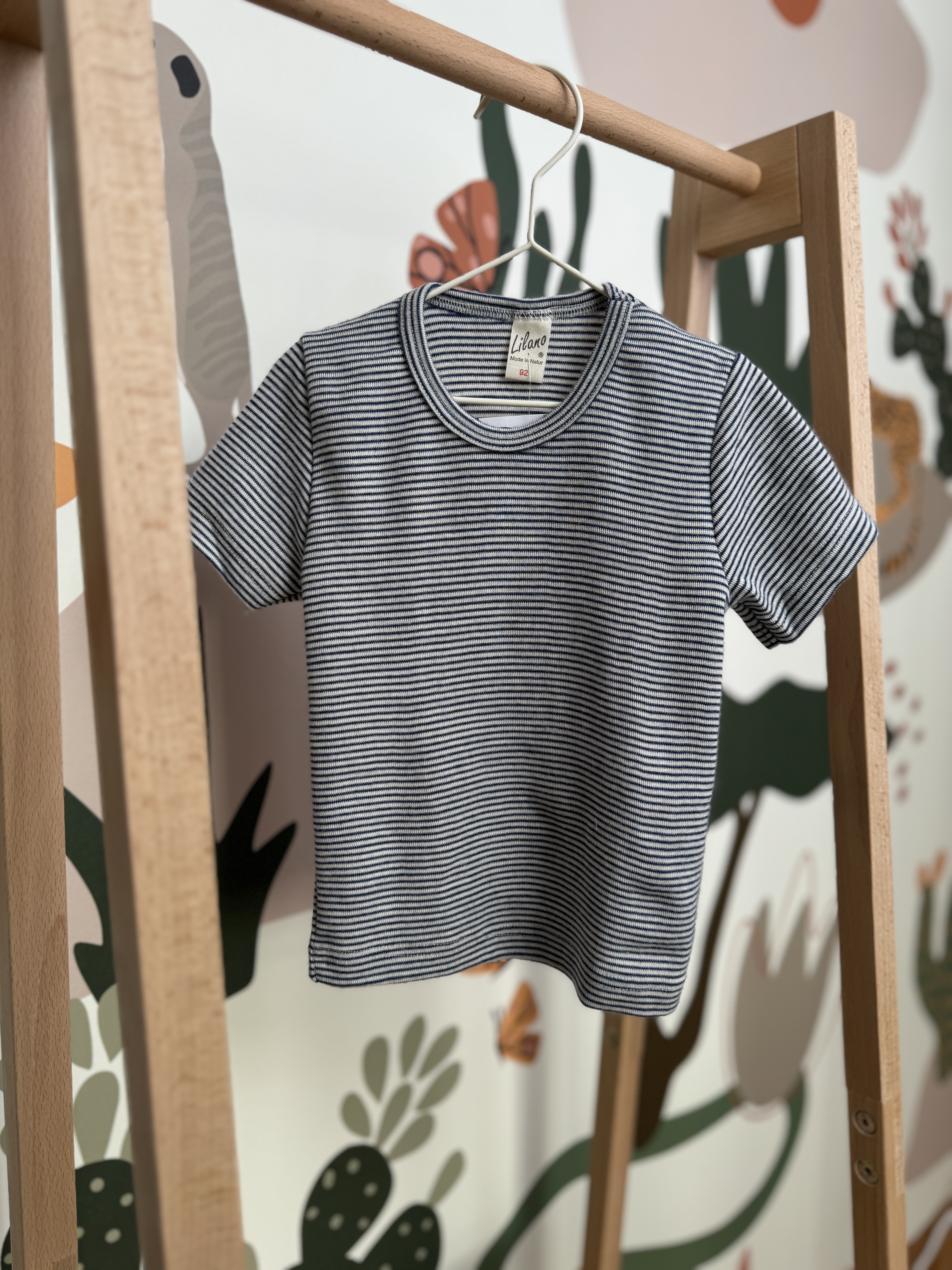 Lilano Kurzarmshirt Wolle/Seide Ringel
