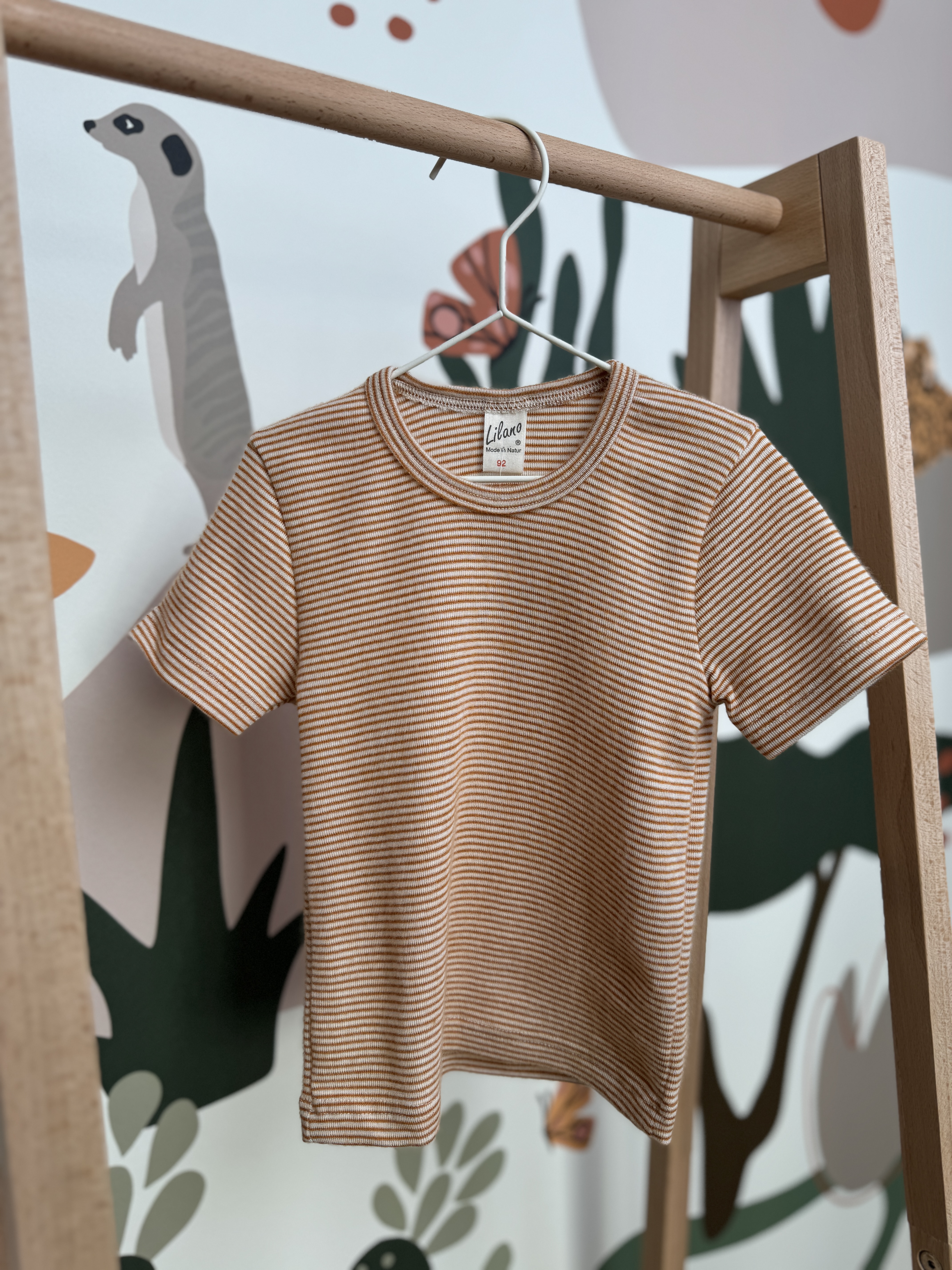 Lilano Kurzarmshirt Wolle/Seide Ringel