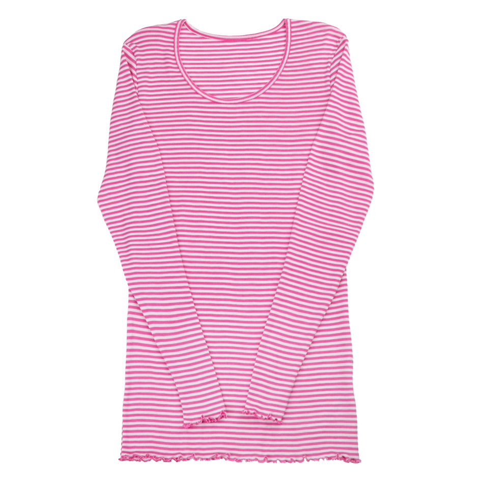 Joha Langarmshirt Unterwäsche Damen Frauen Wolle Seide Pink Ringel