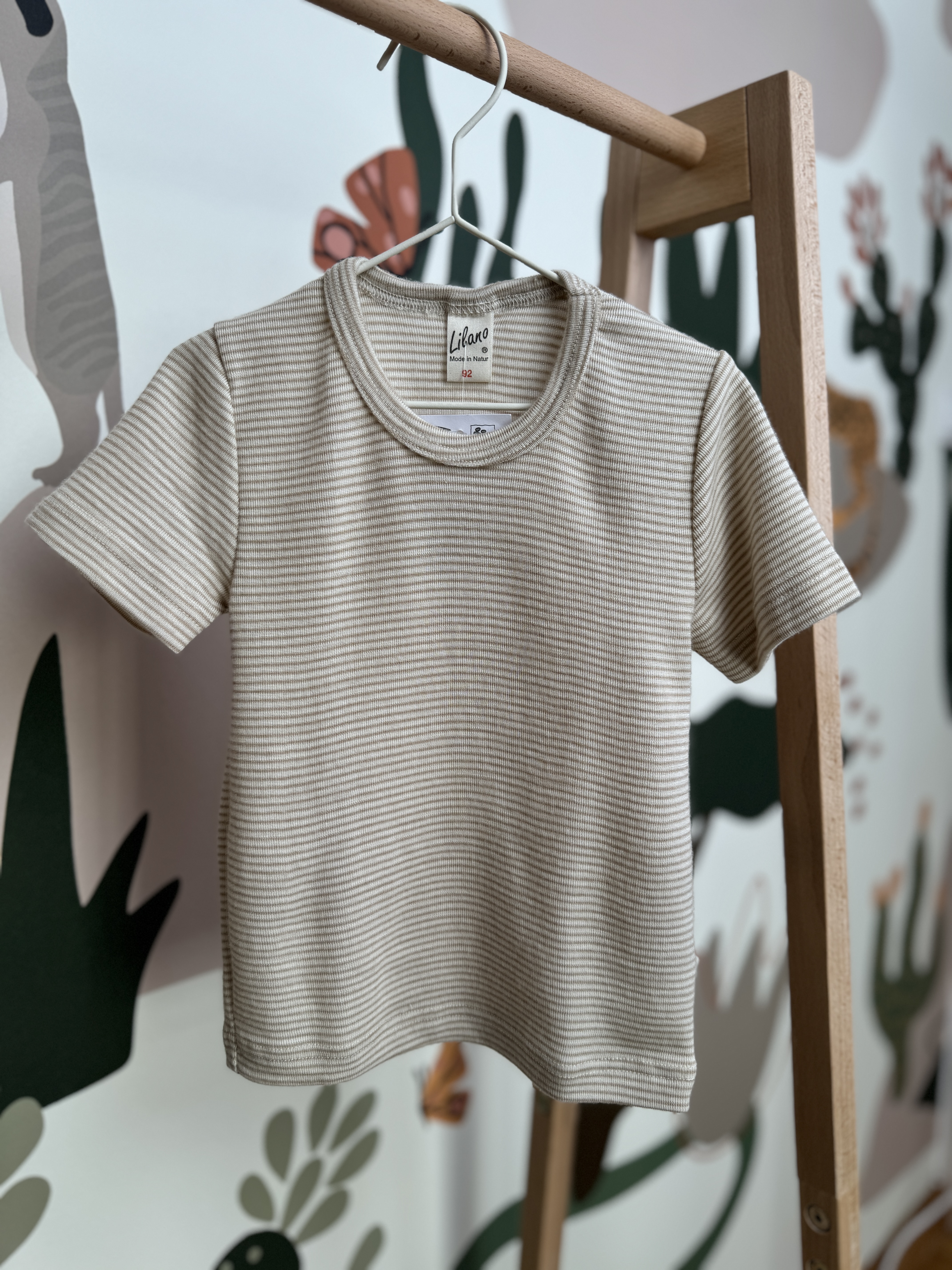 Lilano Kurzarmshirt Wolle/Seide Ringel