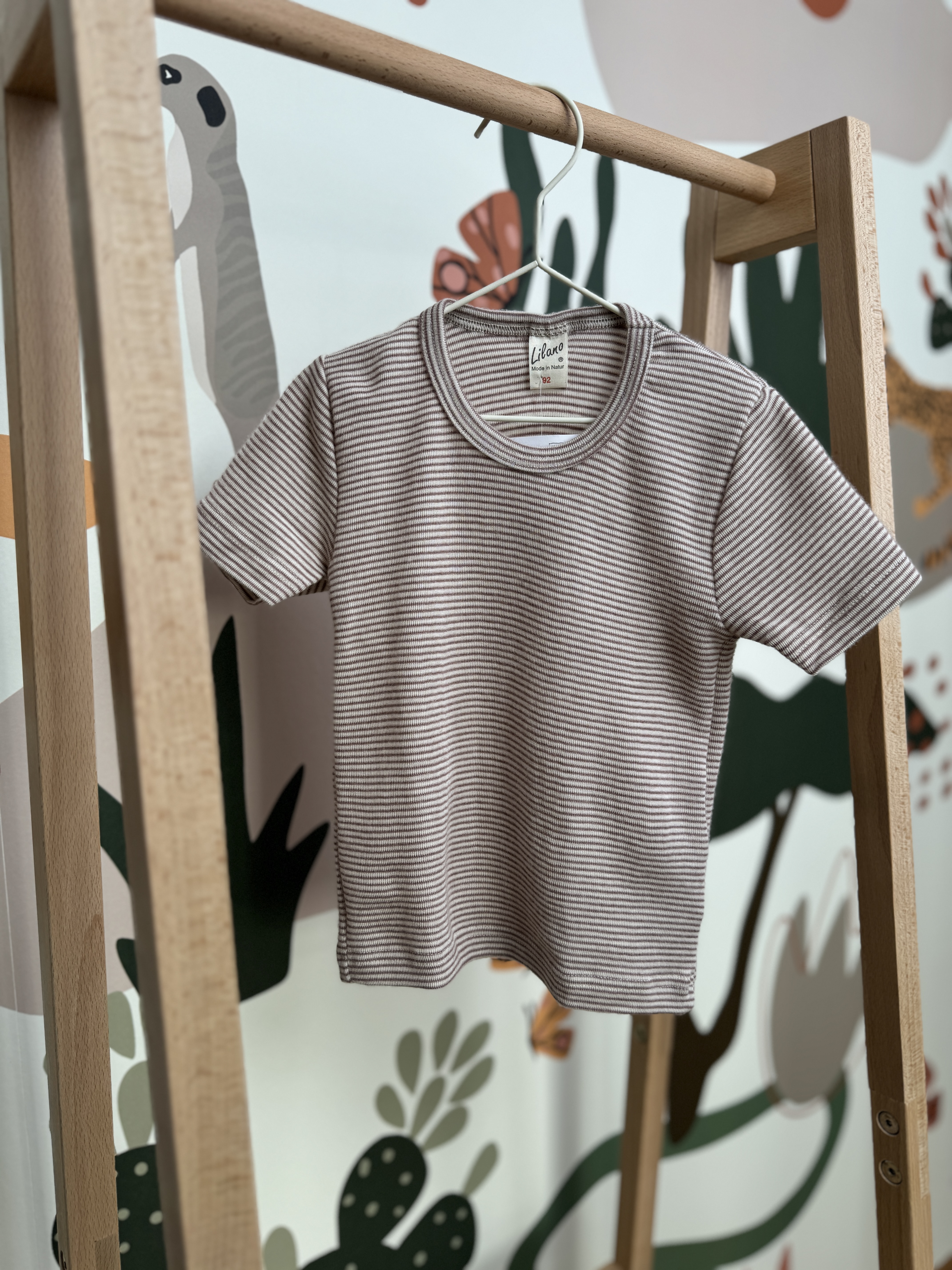 Lilano Kurzarmshirt Wolle/Seide Ringel