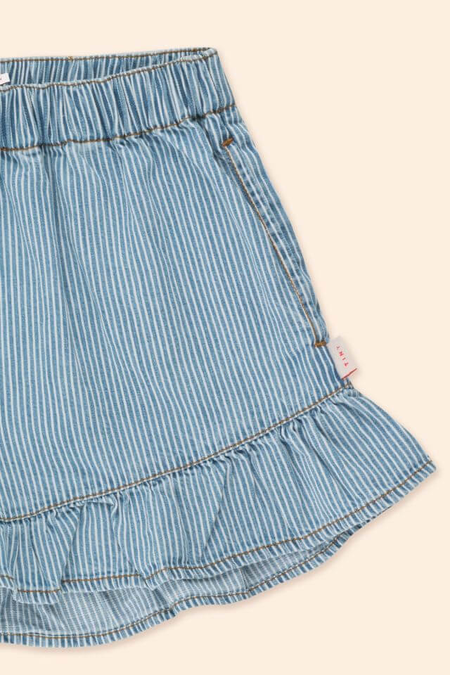 Tinycottons Striped Denim Frills Shorts 3J