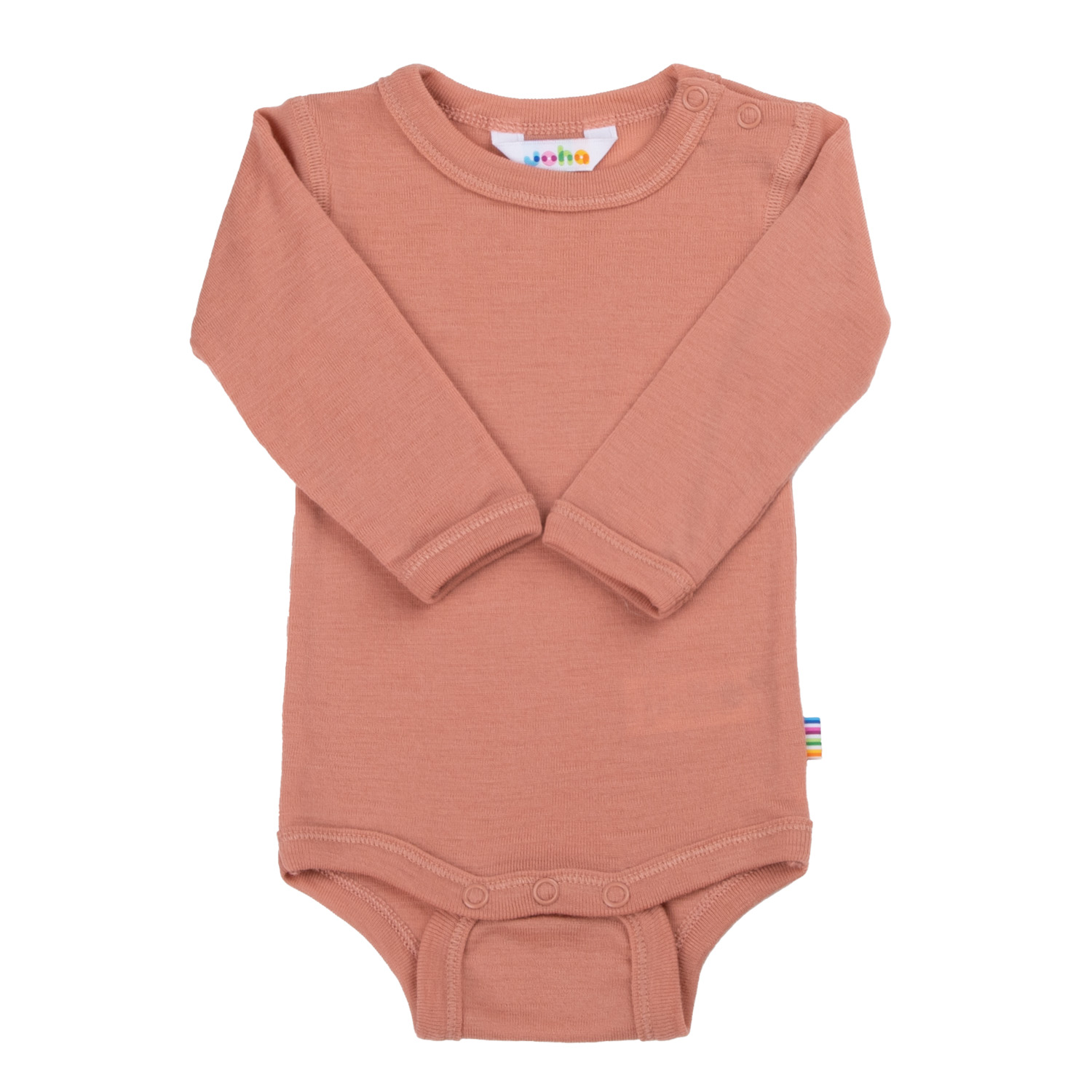 Joha Langarmbody Merinowolle Sommer Farbe Lachs